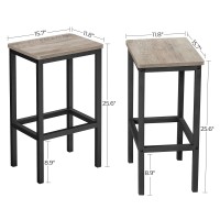 Vasagle Bar Stools, Set Of 2 Bar Chairs, Kitchen Breakfast Bar Stools With Footrest, Industrial In Living Room, Party Room, Greige And Black Ulbc065B02
