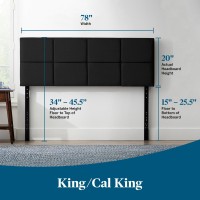 Lucid Midrise Square Channeled Upholstered Black Attach Framewall Mount Cal King Headboard Kingcal King