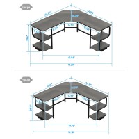 Teraves Modern L Shaped Desk With Shelves,64.84