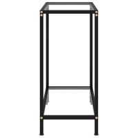Vidaxl Modern Console Table - Tempered Glass And Powder-Coated Steel, Transparent And Black, 23.6