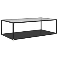 Vidaxl Rectangular Coffee Table, Clear Glass Top With Black Steel Frame, 47.2