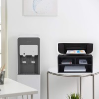 Relaxdays Stand Desk, 3 Compartments, Shelf, Mdf, Printer Holder, H X W X D 22.5 X 47 X 40 Cm, Black, 1 Item