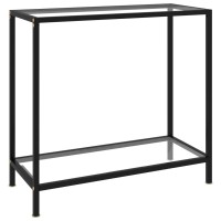 Vidaxl Console Table - Modern Design - Transparent - With Tempered Glass And Black Powder-Coated Steel Frame - Sturdy And Durable - 31.5