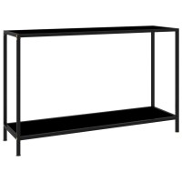 vidaXL Console Table End Side Accent Living Room Home Decor Interior Hallway Entryway Hall Table Furniture Black 47.2 Tempered Glass