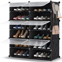 Homidec Shoe Rack Organizer 6 Tier Storage Cabinet 24 Pair Plastic Shoe Shelves For Closet Hallway Bedroom Entryway