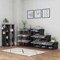 Homidec Shoe Rack Organizer 6 Tier Storage Cabinet 24 Pair Plastic Shoe Shelves For Closet Hallway Bedroom Entryway