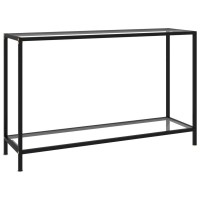 Vidaxl Modern Console Table With Tempered Glass Top, Powder-Coated Steel Construction, Transparent, Storage Shelf, Rectangular Shape - Sturdy And Easy Clean