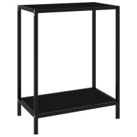 vidaXL Console Table, Entryway Table with Steel Frame, Narrow Side Table for Home Indoor Hallway, Living Room Furniture, Black Tempered Glass