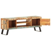 Vidaxl Tv Stand, Tv Unit For Living Room Bedroom, Sideboard With Shelves, Tv Console Entertainment Center, Retro Style, Solid Reclaimed Wood