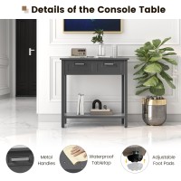 Dortala Console Table, Sofa Table With 2 Drawers And Bottom Shelf, 110 Lbs Weight Capacity Entryway Table W/Solid Wood Legs, Multipurpose Accent Table For Living Room, Bathroom, Hallway, Gray