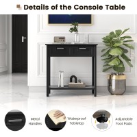 Dortala Console Table, Sofa Table With 2 Drawers And Bottom Shelf, 110 Lbs Weight Capacity Entryway Table W/Solid Wood Legs, Multipurpose Accent Table For Living Room, Bathroom, Hallway, Black