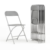 Flash Furniture Hercules Series Plastic Folding Chair Grey 6 Pack 650Lb Weight Capacity Comfortable Event Chairlightweight