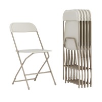 Flash Furniture Hercules Series Plastic Folding Chair Beige 6 Pack 650Lb Weight Capacity Comfortable Event Chairlightweight