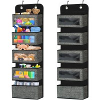 Veronly Over The Door Organizer, Hanging Pantry Storage - Behind Door Organizer With 4 Large Pocket And A Mail Organizer For Baby, Nursery, Diapers, Clothes, Bedroom(Dark Grey)