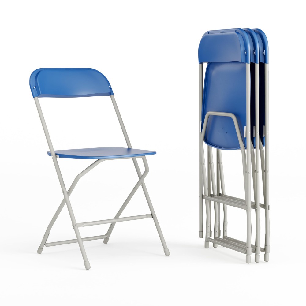 Flash Furniture Hercules Series Plastic Folding Chair Blue 4 Pack 650Lb Weight Capacity Comfortable Event Chairlightweight