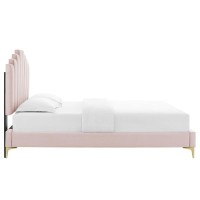 Elise Full Performance Velvet Platform Bed - Pink Mod-6880-Pnk