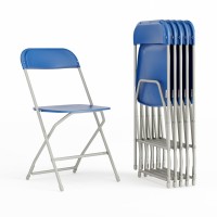 Flash Furniture Hercules Series Plastic Folding Chair Blue 6 Pack 650Lb Weight Capacity Comfortable Event Chairlightweight