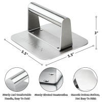 Hulisen Cheese Melting Dome Smashed Burger Press 55 Square Grill Press With 9 Basting Cover Stainless Steel Burger Smas