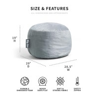 Big Joe Fuf Small Foam Filled Bean Bag Chair Gray Plush Soft Polyester 2 Feet