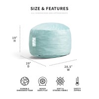 Big Joe Fuf Small Foam Filled Bean Bag Chair  Turquoise Plush  Soft Polyester  2 Feet