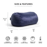 Big Joe Fuf Media Lounger Foam Filled Bean Bag Chair With Removable Cover  Midnight Plush  Soft Polyester  6 Feet Giant