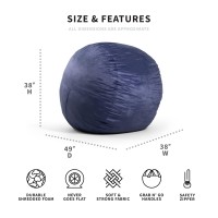 Big Joe Fuf Large Foam Filled Bean Bag Chair With Removable Cover  Midnight Plush  Soft Polyester  4 Feet Big