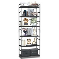 Numenn 6 Tier Bookshelf Tall Bookcase Shelf Storage Organizer Modern Book Shelf For Bedroom Living Room And Home Office Blac