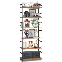 Numenn 6 Tier Bookshelf Tall Bookcase Shelf Storage Organizer Modern Book Shelf For Bedroom Living Room And Home Office Vint