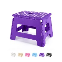 Dyforce Folding Step Stool 9\, Durable Kids Step Stool, Heavy Duty Step Stools For Adults, Compact Foot Stools, Light-Weight Toddler Step Stool For Kitchen, Bathroom, Holds Up To 300 Lbs (Purple)