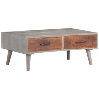 vidaXL Coffee Table Gray 394x236x157 Solid Rough Mango Wood 321808