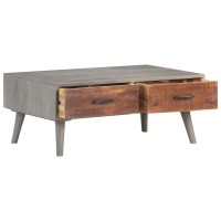 vidaXL Coffee Table Gray 394x236x157 Solid Rough Mango Wood 321808
