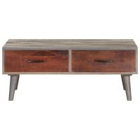 vidaXL Coffee Table Gray 394x236x157 Solid Rough Mango Wood 321808