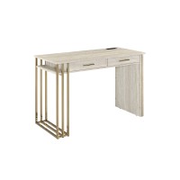 Acme Tyeid Wooden Writing Desk With Usb Port In Antique White And Gold