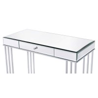 Acme Critter 1-Drawer Writing Desk With Metal Sled Base In Mirrored And Chrome