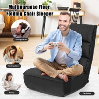 Dortala Foldable Floor Chair For Adults, Memory Foam Floor Gaming Chair W/ 5-Position Adjustable Head And Back Support, Indoor Floor Seat For Bedroom, Living Room, Gaming Room, Black