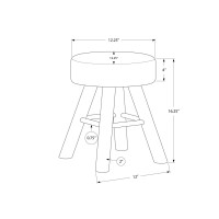 Monarch Specialties I 9012 Round Foot Stool with Padded Seat and Wooden Legs and Footrests Small Upholstered Ottoman 16 H B
