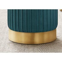 Monarch Specialties I 9019 Cylindrical Pouf with Pleated Sides Padded Seat and Metal Base Small Upholstered Ottoman 18 H T