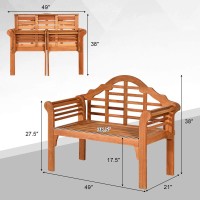 Tangkula Outdoor Eucalyptus Wood Folding Bench, 4 Ft Foldable Solid Wood Garden Bench, Two Person Loveseat Chair For Garden, Patio, Porch, Poolside, Balcony, Teak (Natural)