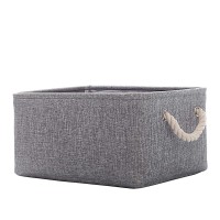 Fabric Storage Basket, Foldable Linen Storage Box For Nursery And Home, Collapsible Canvas Shelf Basket For Wardrobe Or Bedroom, Grey