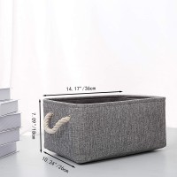 Fabric Storage Basket, Foldable Linen Storage Box For Nursery And Home, Collapsible Canvas Shelf Basket For Wardrobe Or Bedroom, Grey