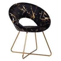Duhome Black Accent Chair Velvet Vanity Chair Lliving Room Chairs Desk Chair With Golden Legs Mid-Back 1 Pcs