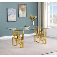 Classic 5 Piece Dining Set With Glass Table Top and Stainless Steel Legs w Tufted Faux Crystal Dark Grey