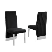 White Marble 7pc Set Pleated Chairs in Black Velvet