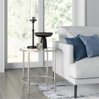 Hennhart 20 Wide Round Side Table In Satin Nickel Table For Living Room Bedroom