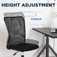 Home Office Chair Mid Back Mesh Desk Chair Armless Computer Chair Ergonomic Task Rolling Swivel Chair Back Support Adjustable Mo