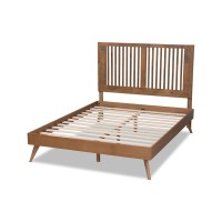 Baxton Studio Takeo MidCentury Modern Transitional Ash Walnut Finished Wood Full Size Platform Bed