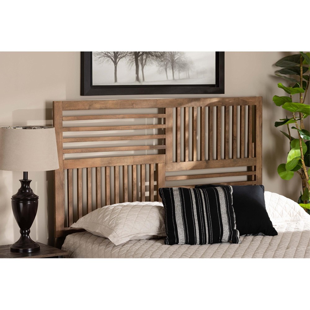 Baxton Studio Adler Modern and Contemporary Transitional Ash Walnut Finished Wood Queen Size Headboard