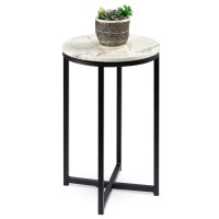 Best Choice Products 16In Faux Marble Accent Table Modern End Table Small Coffee Table Home Decor For Living Room Dining Room