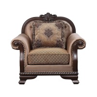 Acme Chateau De Ville Fabric Upholstery Chair With Pillow In Espresso