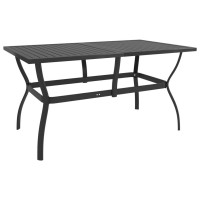 Vidaxl Outdoor Patio Table In Anthracite - Powder-Coated Steel - Industrial-Style Slatted Design - Measure 55.1